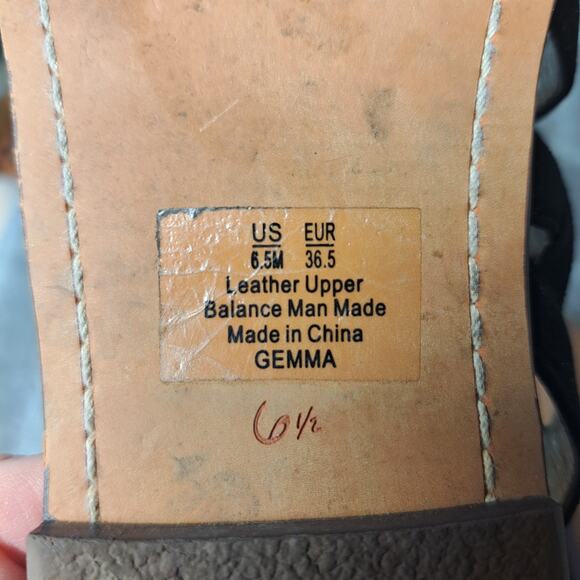 SAM EDELMAN GEMMA BLACK LEATHER GLADIATOR FLATS SANDALS WOMENS SIZE 6.5M - Picture 8 of 9